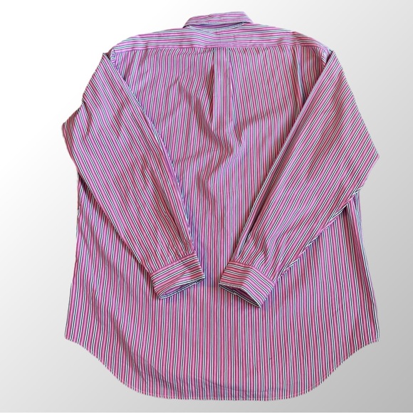 Ralph Lauren Shirt Men's L (16 1/2) Pink & Blue Stripe Classic Fit Button Down - Picture 3 of 9